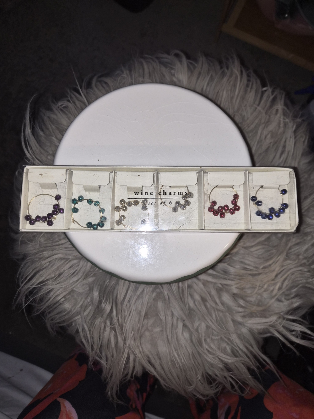 ​New Pier 1 Imports Bell Wine Charms Set of 6 Colorful Beaded Drink Marke